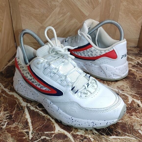 Fila women's lace-up old skool white running shoes sneaker size 7.5 - Picture 1 of 10